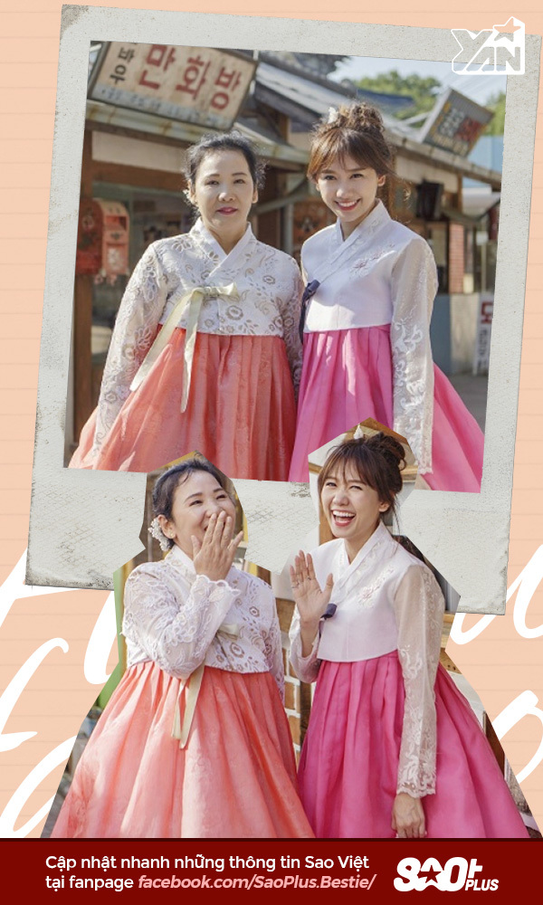  
Hai mẹ con cùng mặc trang phục truyền thống Hàn Quốc