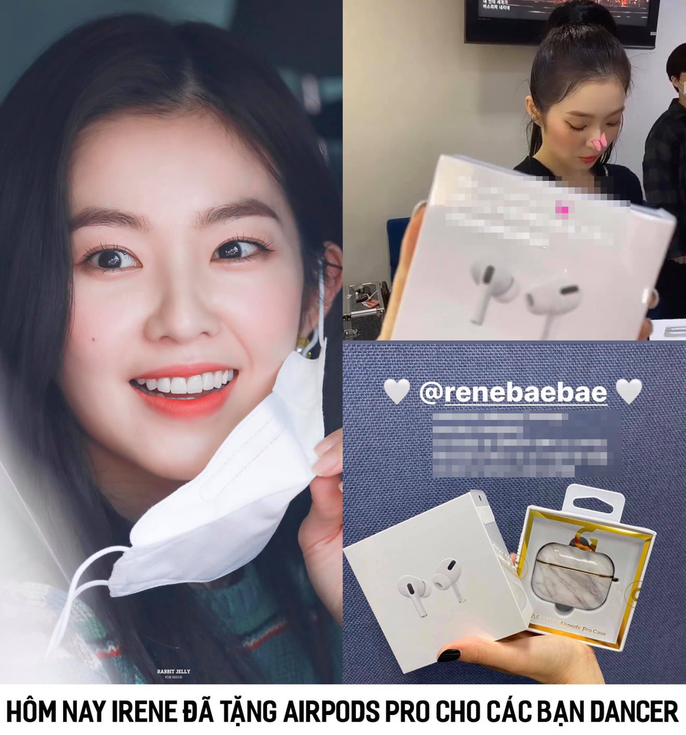  
Irene mua quà tặng cho các vũ công. (Ảnh: Red Velvet Fanpage)