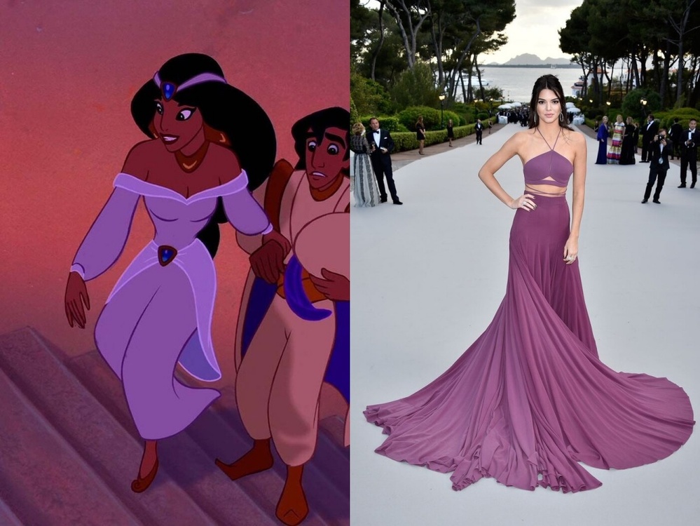  
Bộ trang phục tím của Jasmine đã được Kendall Jenner "tận dụng" (Ảnh: Insider)