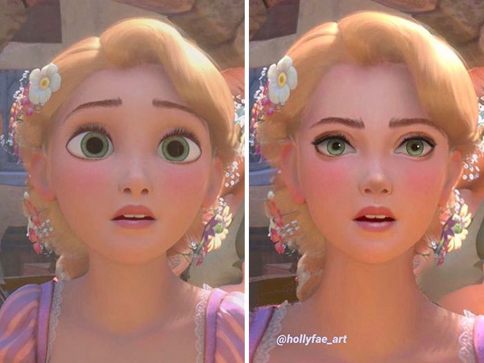  
Nhan sắc ấn tượng của Rapunzel sau khi được Holly Fae chỉnh sửa (Ảnh: @hollyfae_art)