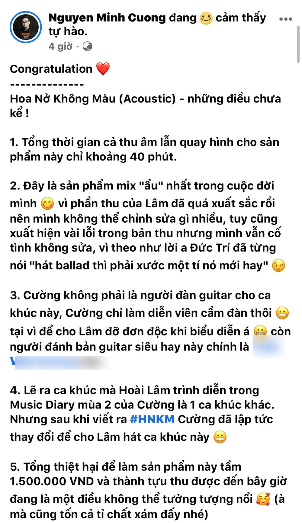  
Nhạc sĩ Nguyễn Minh Chung chia sẻ về MV Hoa nở không màu. Ảnh: Chụp màn hình