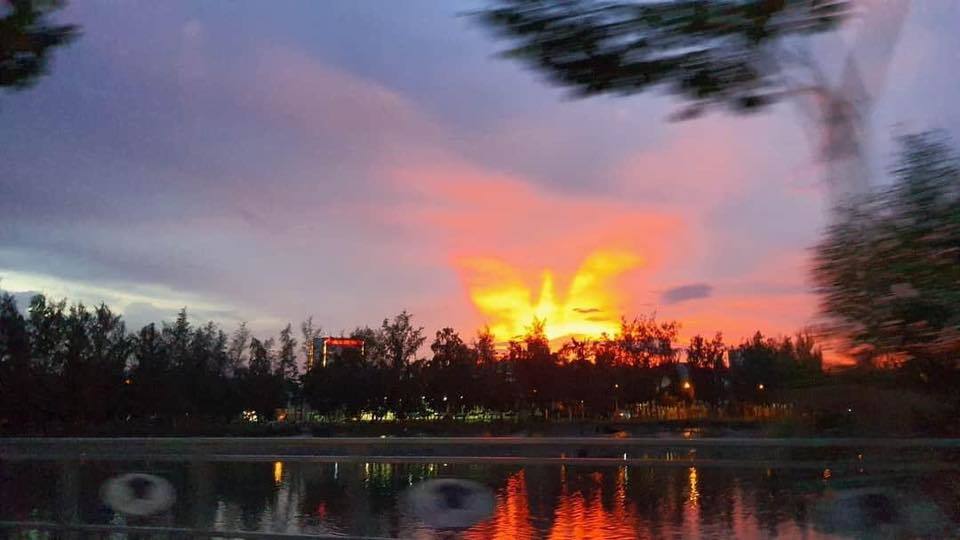 
Đám mây mang hình dáng hệt như "phượng hoàng lửa". (Ảnh: Việt Nam ơi) 