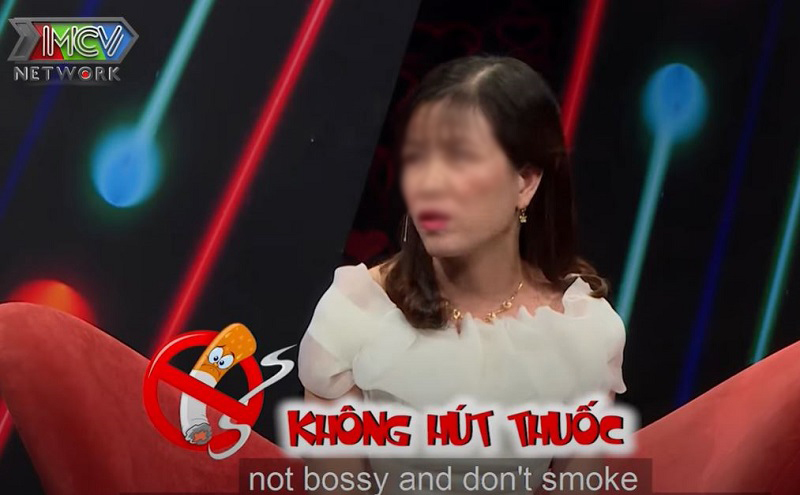  
Nữ chính bày tỏ nguyện vọng mong muốn có bạn đời không hút thuốc. (Ảnh chụp màn hình) 