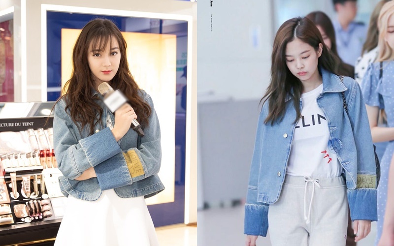  
Phong cách khác nhau nhưng cả 2 nữ thần tượng đều được khen đẹp khi diện chiếc áo khoác denim. (Ảnh: Weibo).