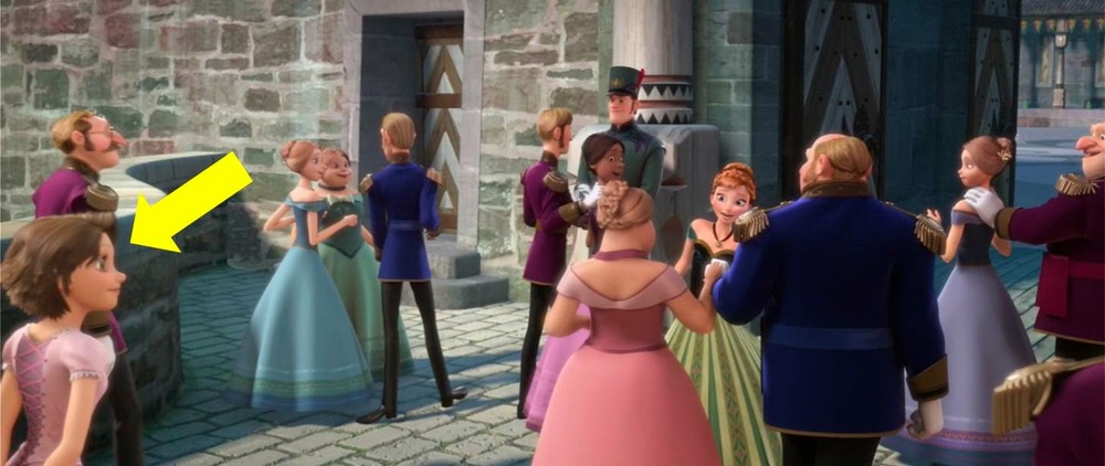 Rapunzel đi dạo trong vương quốc của Elsa ở Frozen 1 (Ảnh chụp màn hình)