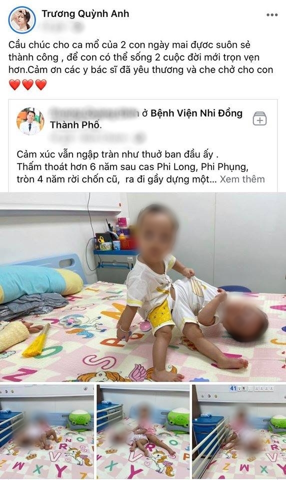  
Trương Quỳnh Anh gửi lời cầu nguyện đến hai em bé dính liền nhau. (Ảnh: Chụp màn hình) - Tin sao Viet - Tin tuc sao Viet - Scandal sao Viet - Tin tuc cua Sao - Tin cua Sao