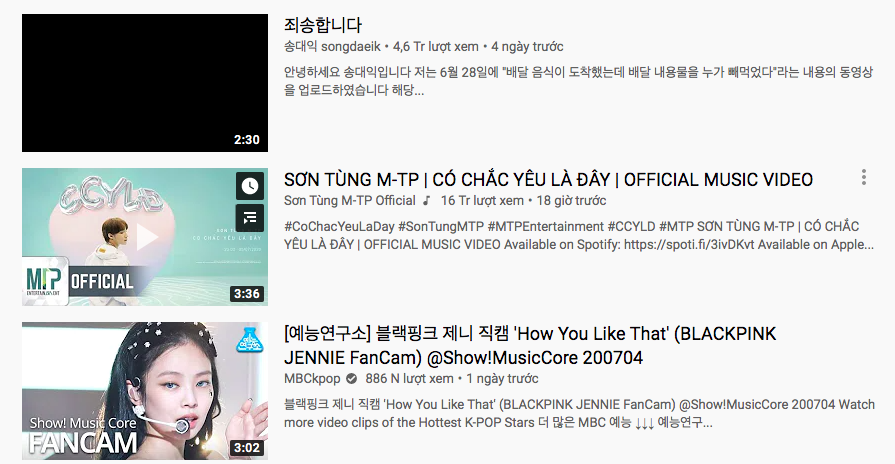  
MV của Sơn Tùng đạt thứ hạng cao trong top thịnh hành ở YouTube Hàn Quốc (Ảnh: Chụp màn hình)