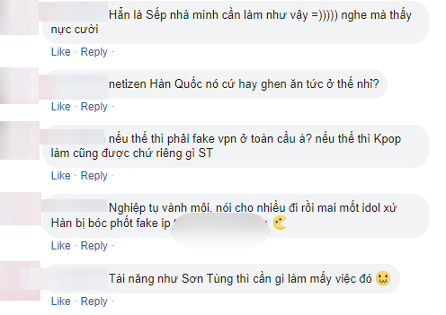  
Netizen Việt ra sức bảo vệ Sơn Tùng (Ảnh: Chụp màn hình)