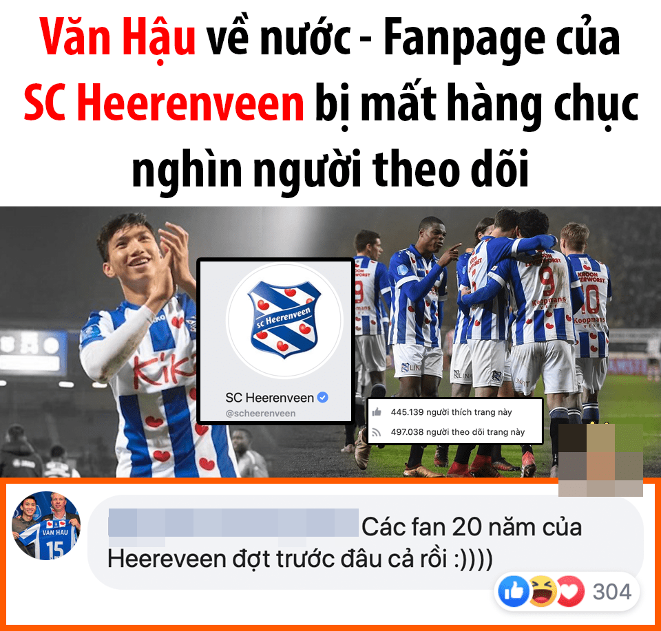  
Rất nhiều cổ động viên Việt bỏ follow SC Heerenveen. (Ảnh: TOP Comments).