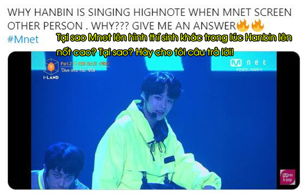  
Fan cũng cho rằng trong lúc Hanbin lên nốt cao thì đài lại cho hình thí sinh khác lên sóng. (Ảnh: Chụp màn hình)