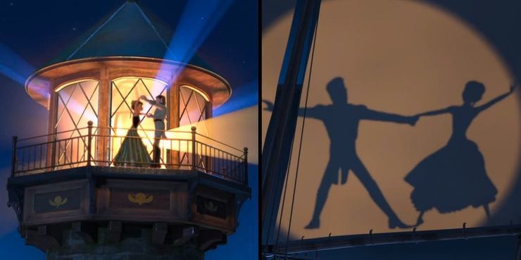  
Cảnh Anna và Hans khiêu vũ như bay trên không trung (Ảnh Disney)