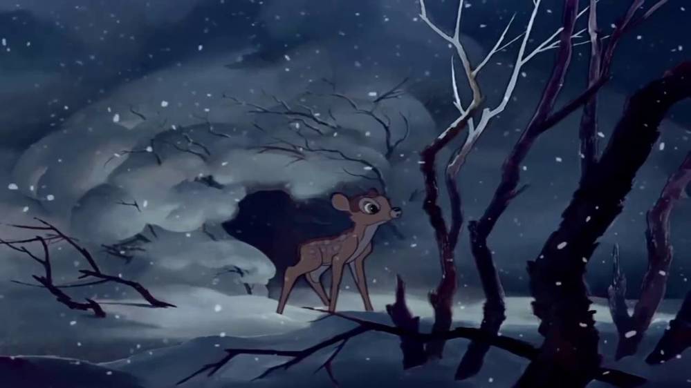 Disney đã sớm lấy được nước mắt người xem qua phân cảnh Bambi không còn mẹ (Ảnh: Pinterest)