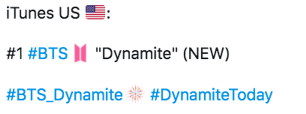  
Dynamite đạt top 1 iTunes US (Ảnh: Chụp màn hình)