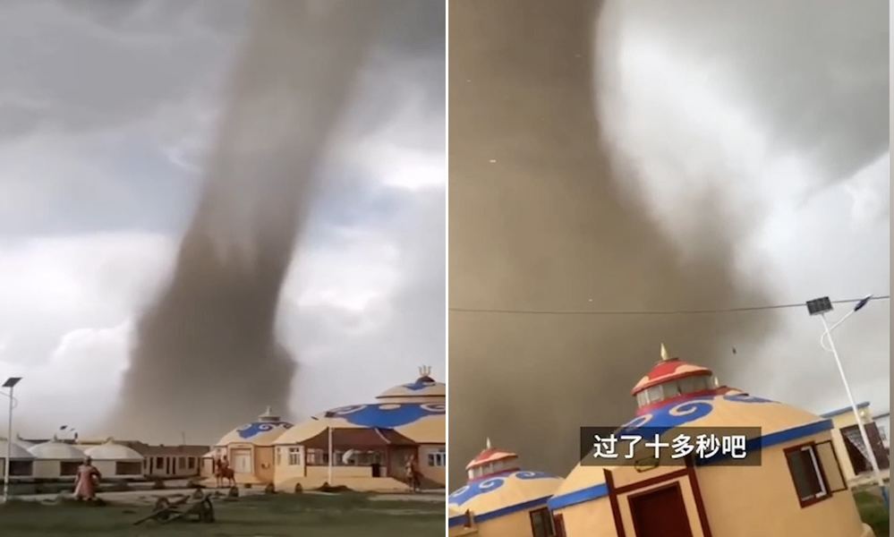  
Cột lốc xoáy khổng lồ xuất hiện tại khu vực Nội Mông, Trung Quốc. (Ảnh: Daily Mail)