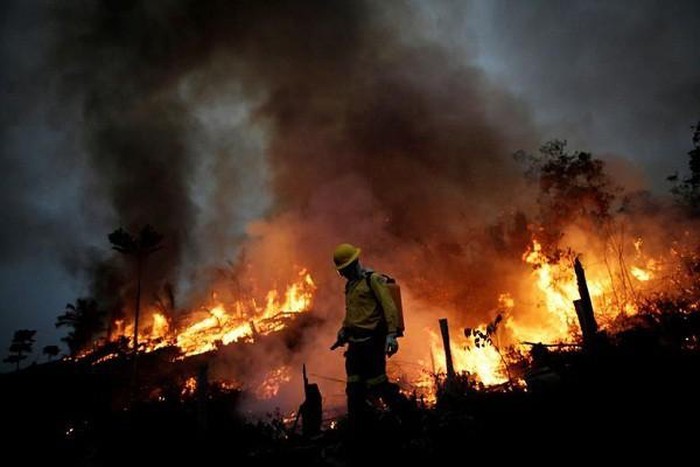  
Một khu vực rừng ở Amazon bốc cháy dữ dội. (Ảnh: AFP)