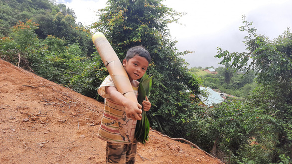  
Hình ảnh cậu bé vác khúc măng rừng ủng hộ người miền xuôi chống dịch. (Ảnh: Trần Nguyễn Vỹ)