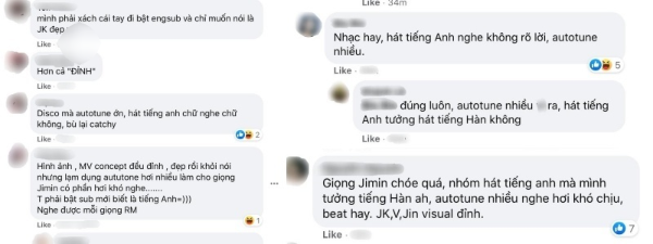  
Nhiều netizen Việt cho rằng BTS hát hơi khó nghe (Ảnh: Chụp màn hình)