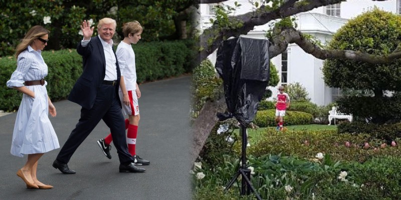  
Truyền thông từng bắt gặp Barron Trump mặc áo thi đấu của đội bóng Arsenal. (Ảnh: Daily Mail) 
