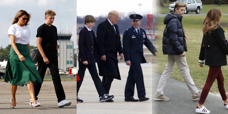  
Barron Trump thường xuyên mang giày thể thao. (Ảnh: SCMP) 