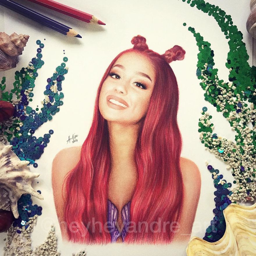  
Ariana Grande hóa Ariel cực hút mắt (Ảnh: IG @heyheyandre_art)