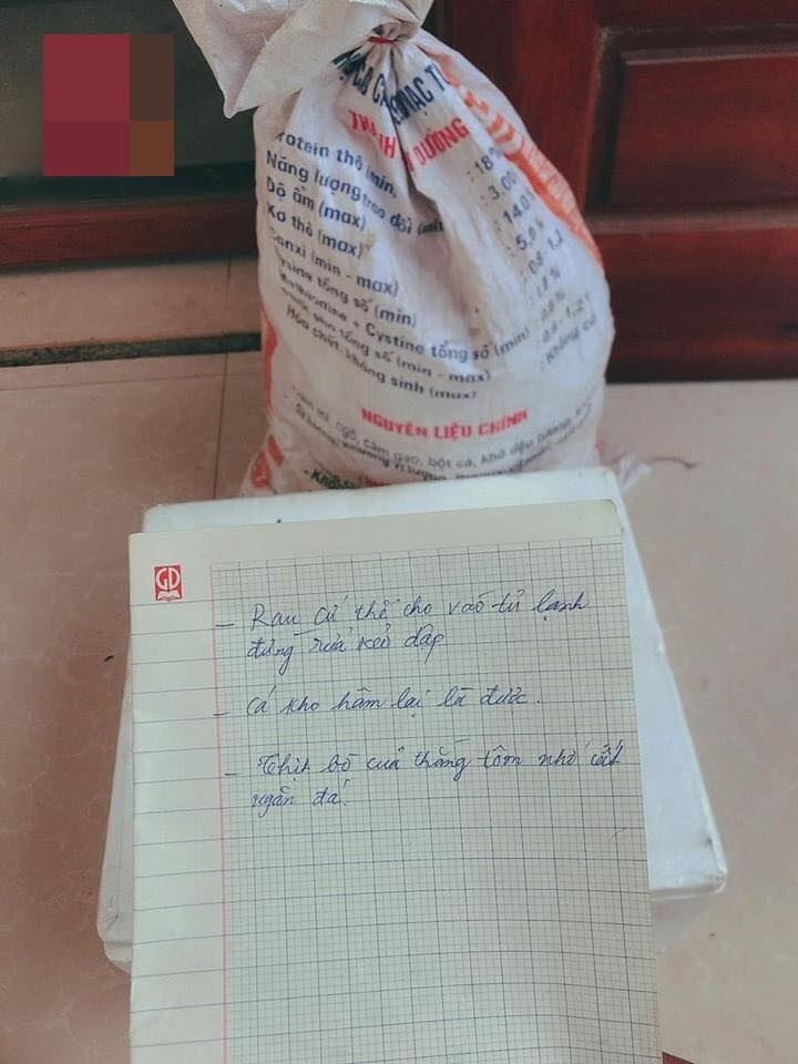  
Lời nhắn nhủ chu đáo từ bố mẹ chồng khi gửi đồ ăn cho con dâu. (Ảnh: FB M.C)