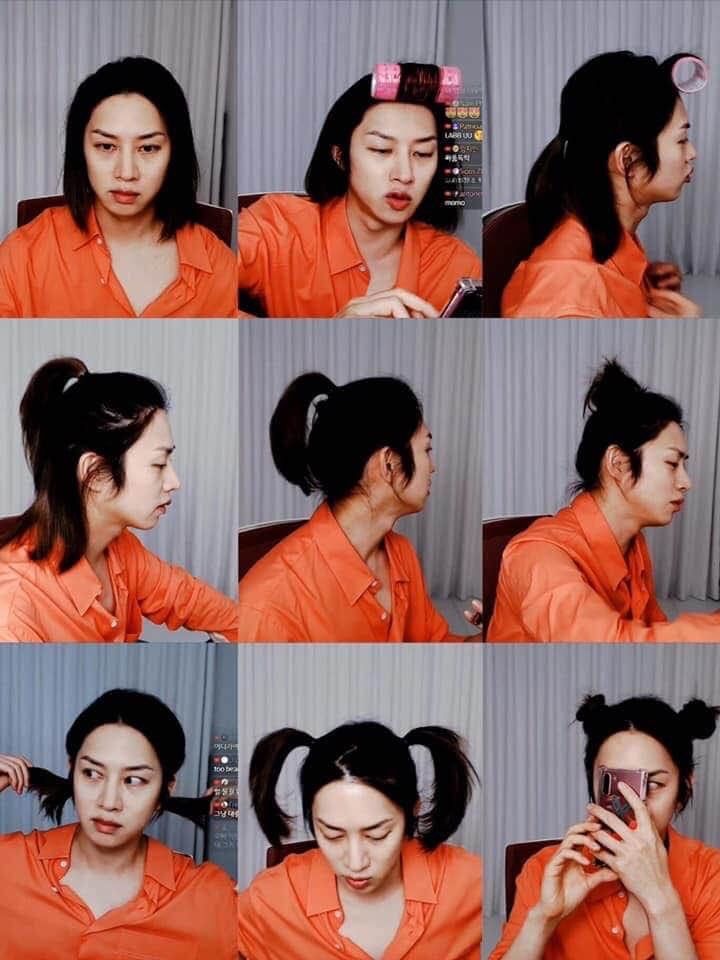 
Mái tóc dài từng được Heechul chăm sóc cẩn thận, tạo rất nhiều kiểu dáng. (Ảnh: Chụp màn hình)