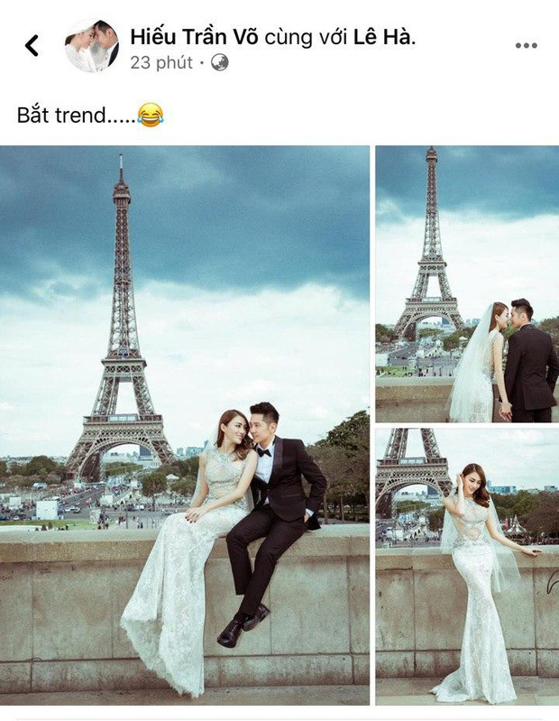  
Lê Hà vô cùng xinh đẹp, quyến rũ trong bộ ảnh cưới chụp dưới tháp Eiffel (Ảnh: FBNV). - Tin sao Viet - Tin tuc sao Viet - Scandal sao Viet - Tin tuc cua Sao - Tin cua Sao