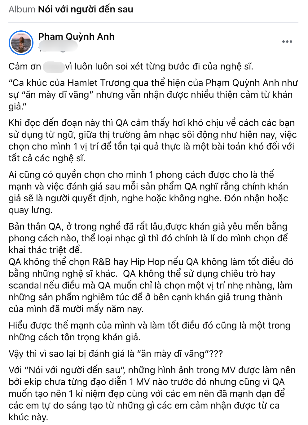 
Phạm Quỳnh Anh lên tiếng khi MV bị chê bai. Ảnh: Chụp màn hình