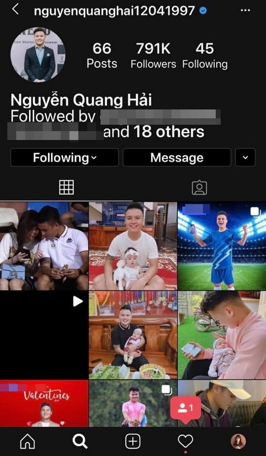 
Quang Hải mới đăng tải ảnh chụp cùng Huỳnh Anh lên trang cá nhân. (Ảnh chụp màn hình) 