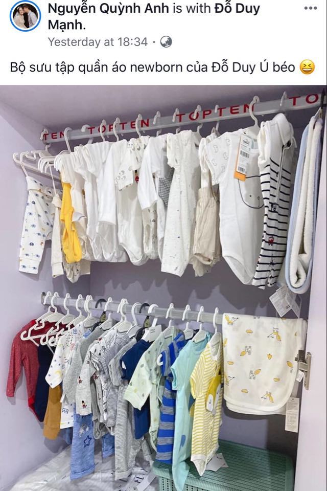  
Tủ quần áo mà "mẹ" Quỳnh Anh cẩn thận chuẩn bị cho con trai đầu lòng của hai vợ chồng (Ảnh: Chụp màn hình)