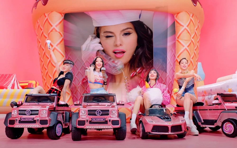  
Selena Gomez và BLACKPINK có màn kết hợp gây chú ý trong MV Ice Cream. (Ảnh: Twitter)