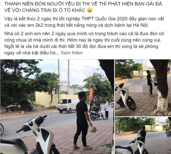 Thanh niên đi xe tay ga ngỡ ngàng khi bạn gái lên ô tô của người khác