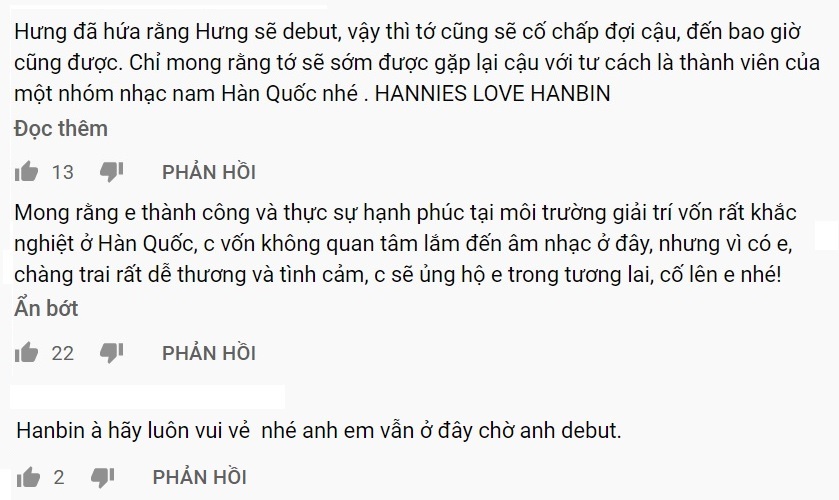  
Nhiều người hâm mộ hy vọng sẽ gặp lại Hanbin trong một nhóm nhạc khác. Ảnh: Chụp màn hình