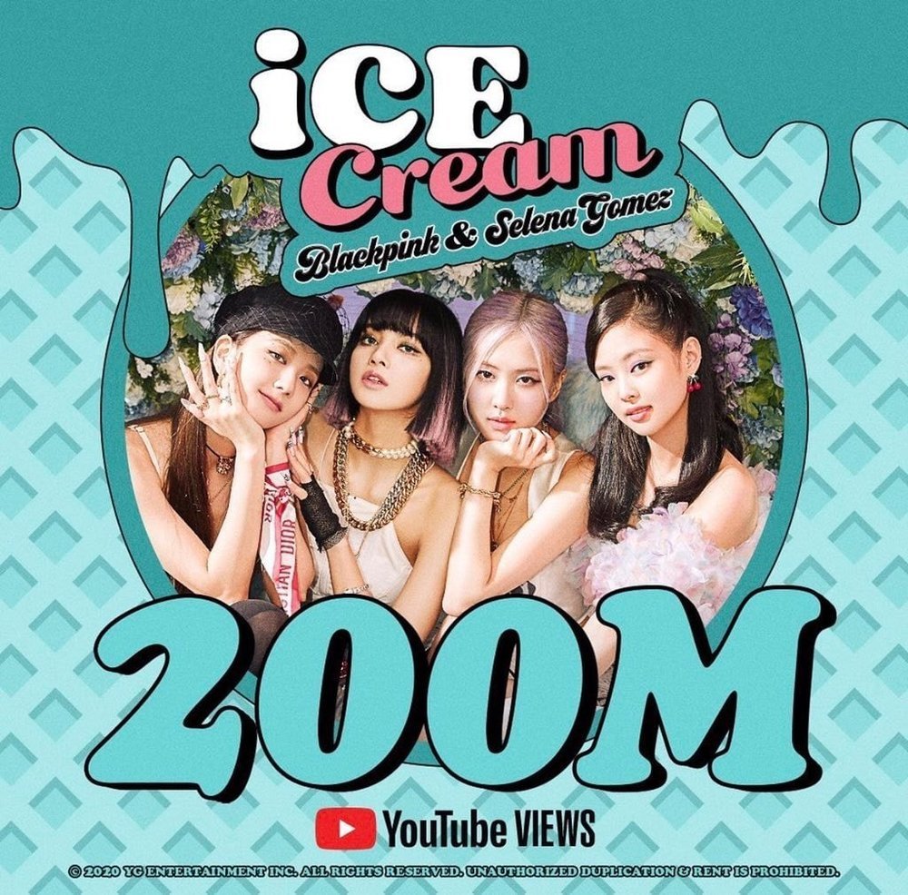 
Sau khoảng 10 ngày ra mắt, Ice Cream đã đạt 200 triệu view trên YouTube. (Ảnh: Twitter)