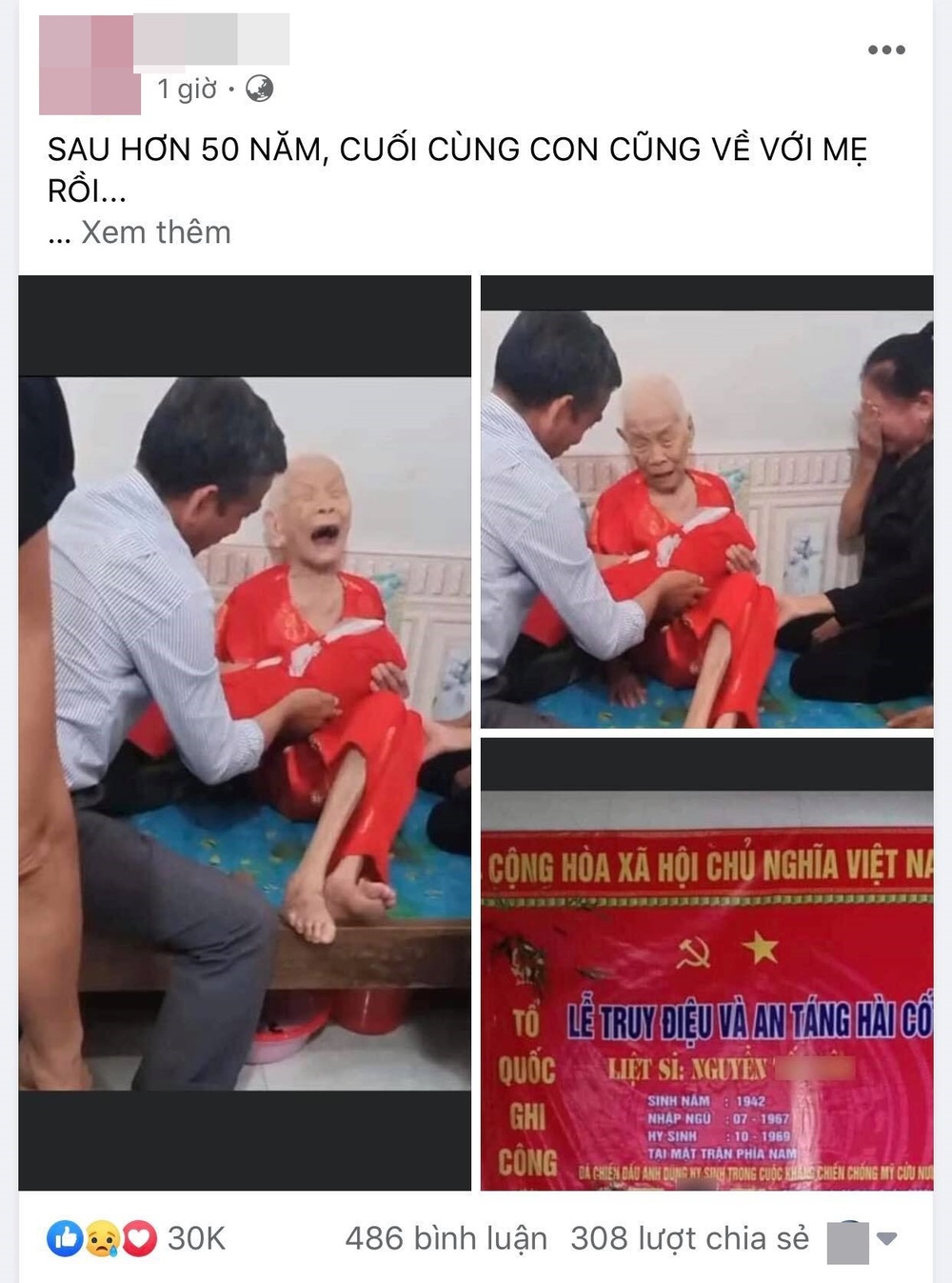Mẹ Việt Nam anh hùng bật khóc đón con trai liệt sĩ về sau hơn 50 năm