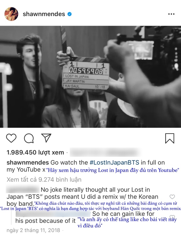 
Những bình luận phía dưới bài viết của Shawn Mendes khi gắn hashtag "BTS". (Ảnh: chụp màn hình)