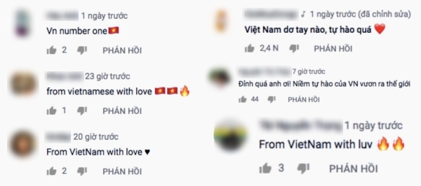  
Người Việt Nam bày tỏ sự tự hào phía dưới ca khúc. (Ảnh: chụp màn hình)