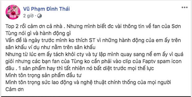 
Thái Vũ từng nói fan Sơn Tùng "chơi xấu" clip của FAPtv. (Ảnh: FBNV)