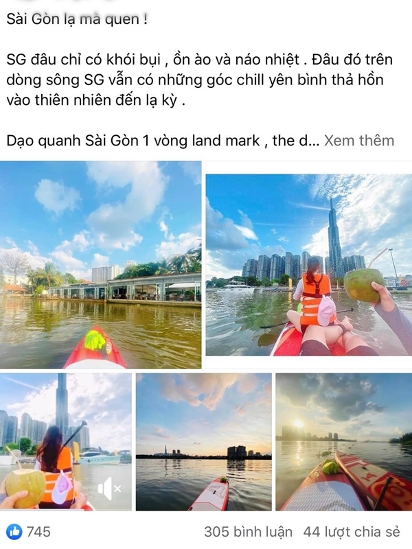  
Một bài đăng về chèo SUP tại Thành phố Hồ Chí Minh. (Ảnh chụp màn hình)