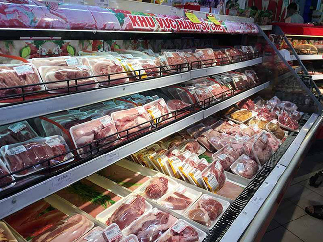 
Thịt lợn được bày bán tại siêu thị (Ảnh:VOV)