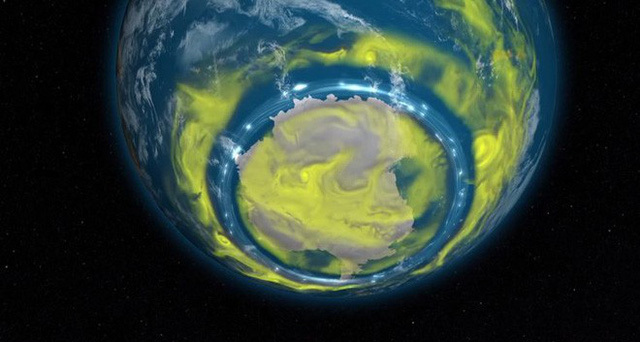  
Lổ thủng tầng ozone tại Nam Cực đạt kích thước lớn nhất trong vài năm trở lại đây. (Ảnh: Twitter)