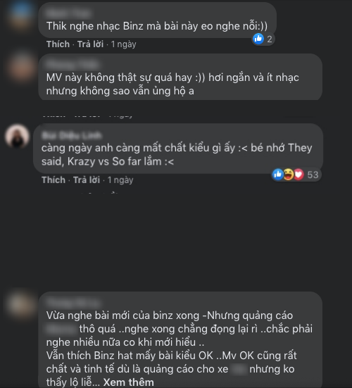 
Nhiều người chỉ trích bài hát mới của Binz (Ảnh: Chụp màn hình).