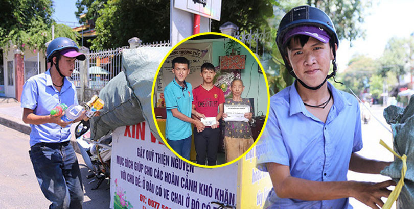  
Chàng trai 18 tuổi ngày ngày đi xin và nhặt ve chai khắp nơi với mong muốn giúp đỡ người nghèo.