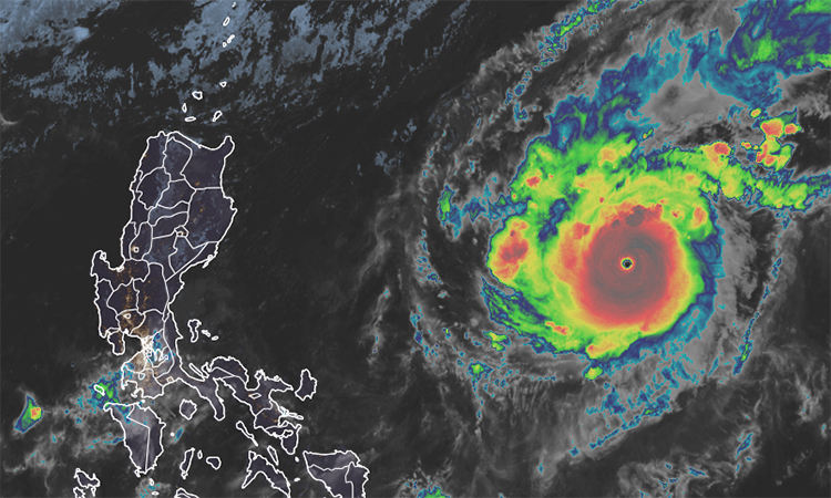  
Hình ảnh vệ tinh của bão Goni. (Ảnh: NOAA).