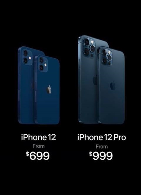  
Giá bán của iPhone 12 và Pro. (Ảnh: Twitter).