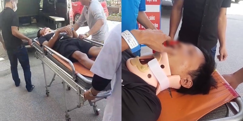 
Anh H.A.Đ bị thương khi lái xe tiến vào Quảng Bình cứu trợ. (Ảnh: Chụp màn hình)