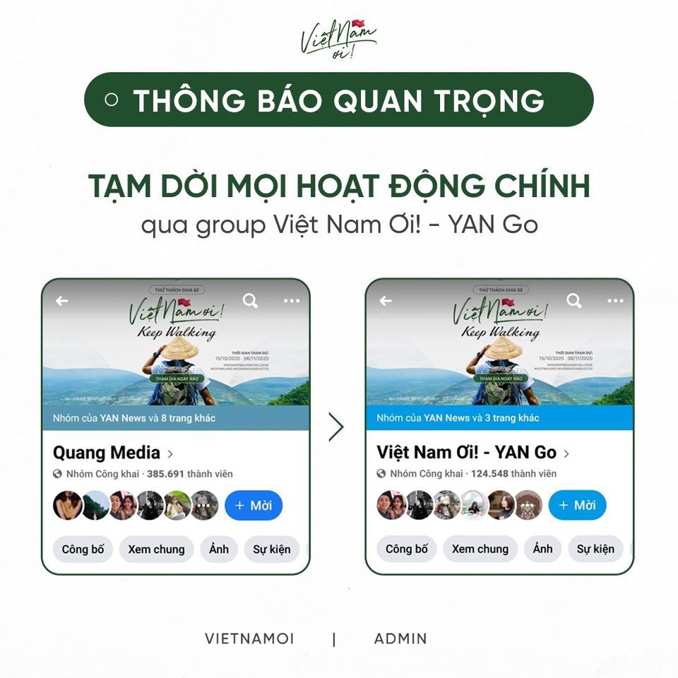  
Tạm chuyển các hoạt động sang nhóm: Việt Nam Ơi! - Yan Go