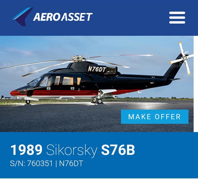  
Chiếc trực thăng được đăng bán trên trang Aero Asset. (Ảnh: Chụp màn hình).