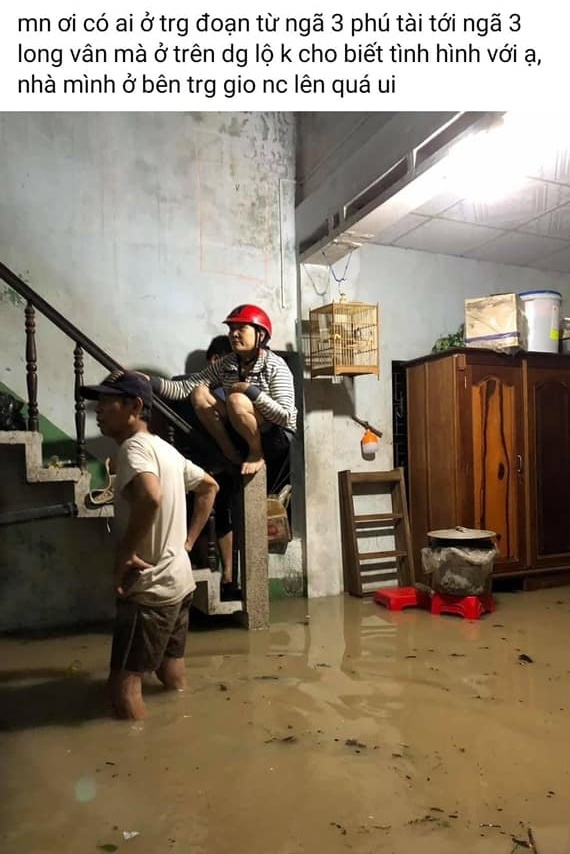  
Một người dân đã đăng tải tình hình ngập lụt lên mạng xã hội. (Ảnh: Chụp màn hình).
