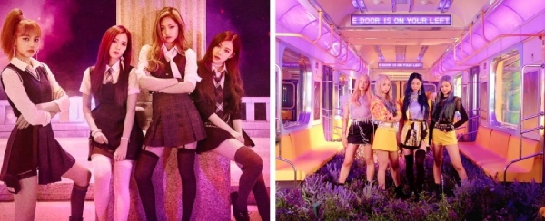 
Đội hình 4 người, màu sắc MV đến trang phục của Aespa đều khiến netizen liên tưởng đến BLACKPINK. (Ảnh: Pinterest)